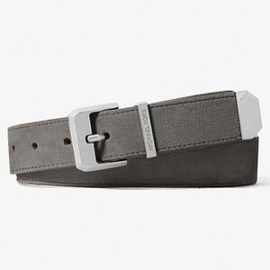 Michael Kors Pebbled Leather Belt Gray Gunmetal Buckle Size 32